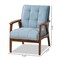 Baxton Studio Asta Mid-Century Blue Velvet Upholstered Walnut Finished Wood Armchair 160-9942 - alternate 7